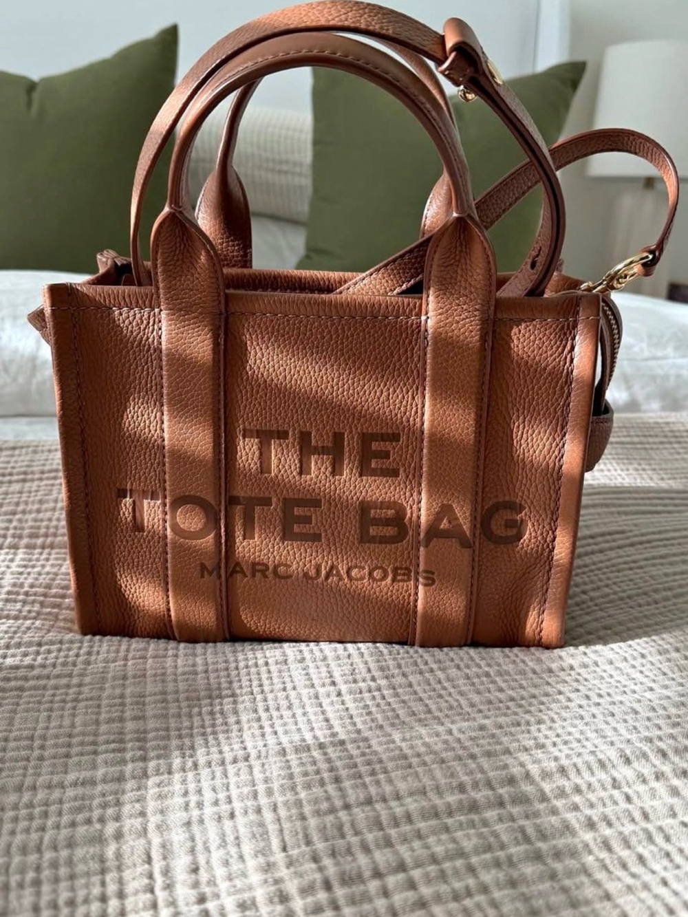 Marc Jacobs The Tote Bag in Cognac Brown Pebbled Leather Small